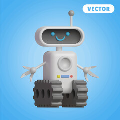 robot 3D vector icon set, on a blue background