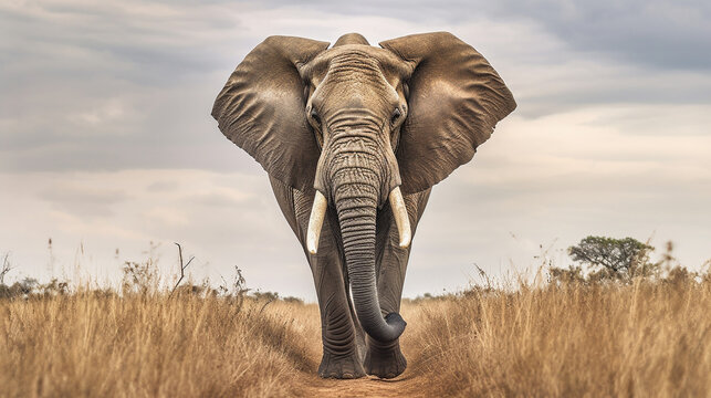 elephant in the savannah HD 8K wallpaper Stock Photographic Image