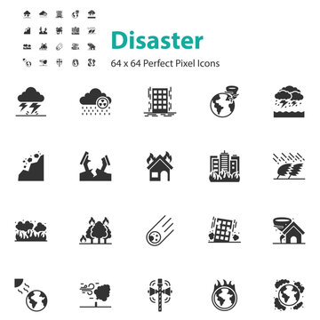 set of disaster icons, environment, natural