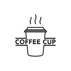Coffee cup line minimalist logo design idea