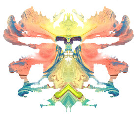 Colorful Rorschach Inkblot Test Illustration Isolated on Transparent Background