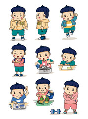 set of funny cartoon people