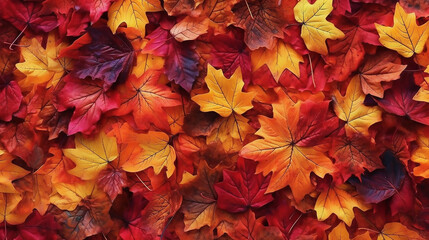 Naklejka na ściany i meble Beutiful autumn leaves backgrounds, Generative Ai