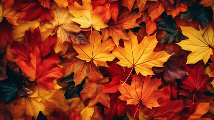 Naklejka na ściany i meble Beutiful autumn leaves backgrounds, Generative Ai