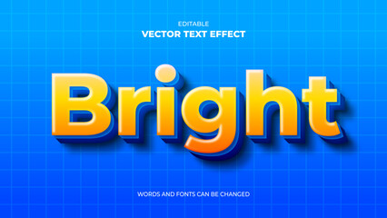 bright editable text effect with yellow and blue color