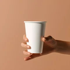 Gordijnen take away paper cup with straw mockup, Disposable coffee cup with box mockup, mockup, coffee © DesignUnitez