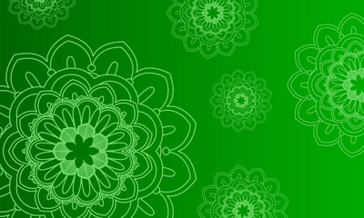 Vector gradient fresh green colours background with a pattern of mandala.