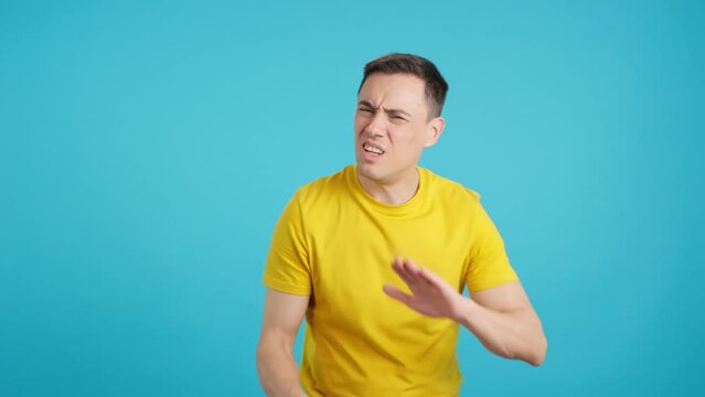 An exhausted man requests a timeout because is too tired