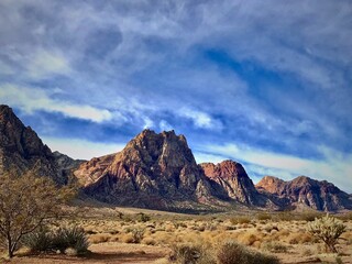 desert mountain landscape with clouds