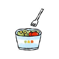 優しい色使いのサラダのベクターイラスト