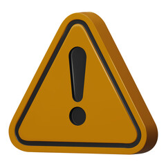 3d Realistic yellow triangle warning sign. Hazard warning attention sign with exclamation mark symbol. Danger, Alert, Dangerous attention icon.