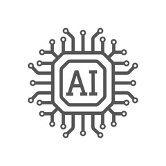 AI Processor vector icon for websites and mobile. Minimalist flat design. Mini AI CPU icon in flat style. Mobile AI CPU. Phone CPU Illustration. Artificial Intelligence. Computer chip microprocessor