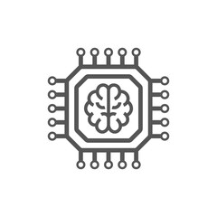 Artificial Intelligence processor icon for websites and mobile, flat design. Mobile AI CPU. Editable Stroke. EPS 10