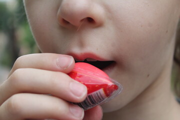 child eating candy background image