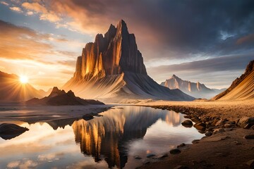 Sunrise in gorgeous mountain with death canyon, ai generated