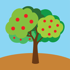 Tree vector, clip art, and symbol. Flat design of tree concept and simple design