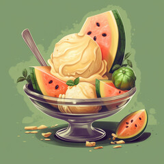 illustration of a glass of watermelon pudding