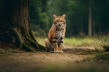 Behangcirkel bobcat in the forest © Ahmad
