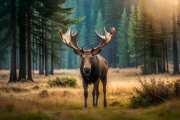 Naklejka na ściany i meble moose in the forest
