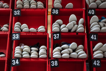 Sandals for the summer on display during the sales