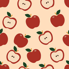 Red Apple Slices pattern. Vector illustration