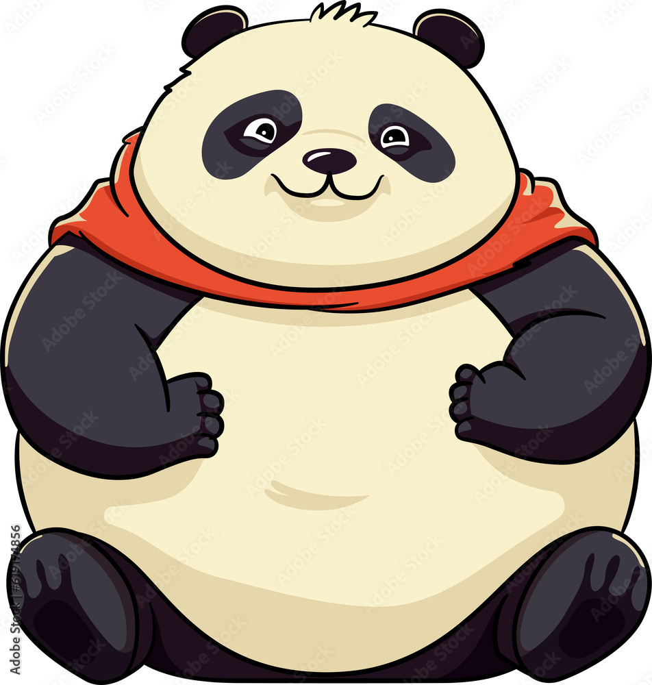 Poster panda cartoon cute with outline