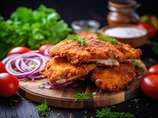 Fried Chicken on dark background (generative AI)