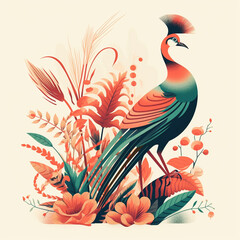 Illustration of the typical Indonesian bird of paradise icon