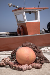 Traditional Orange Fishing Boat Angeiras