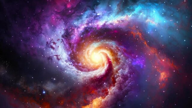 Bright unexplored cosmic nebula. Galaxy and Nebula. Abstract space background. Endless universe with stars and galaxies in outer space. Cosmos art. Motion design.