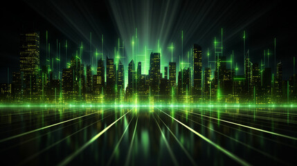 Abstract futuristic city background with neon lights. 3D Rendering.