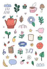 Vector graphic collection of cute doodle ddesign elements