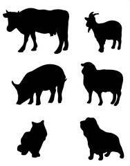set of silhouettes of animals illustration vector 