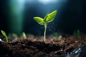 Naklejka na ściany i meble The Journey of a Seed: From Germination to Plant, Generative AI