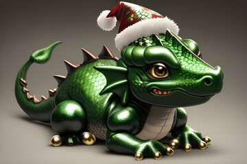 Obraz premium dragon christmas, generative ai