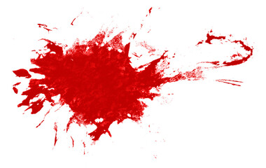 red ink splat, blood smear mark isolated