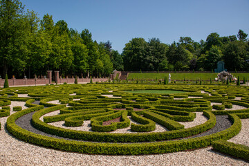 Beautiful symmetrical garden in Paleis Het Loo in Appeldoorn, Netherlands