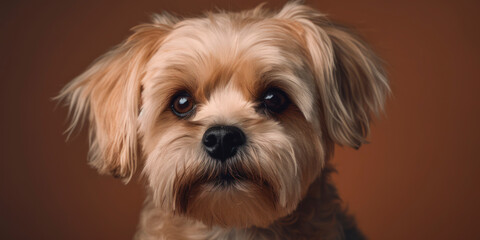 A studio portrait of a lovely Dog with a light-colored backdrop, perfect for Pet Photography. AI Generated.