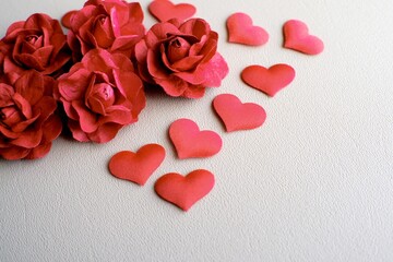 Love Valentines day romantic background. hearts and roses beautiful.