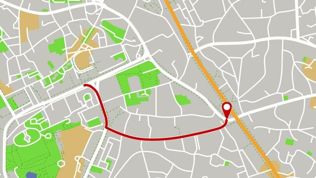 digital 4K animation of gps map location. 60 frame rate