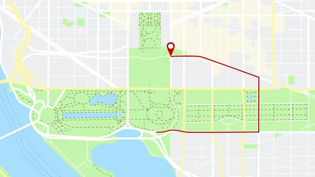 digital 4K animation of Washington GPS map location. 60 frame rate