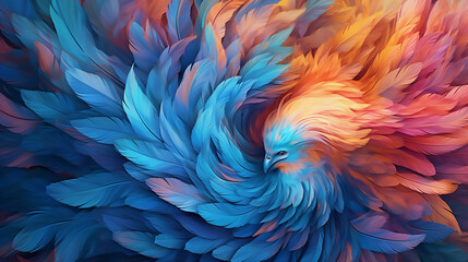 Fototapeta na wymiar Abstract illustrator background from Phoenix Feathers. Generative Ai