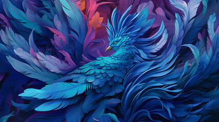 Abstract illustrator background from Phoenix Feathers. Generative Ai