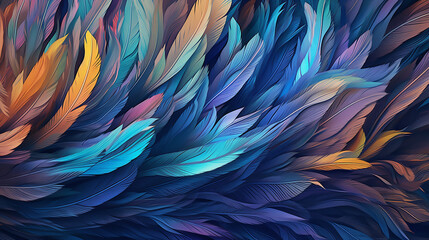 Abstract illustrator background from Phoenix Feathers. Generative Ai