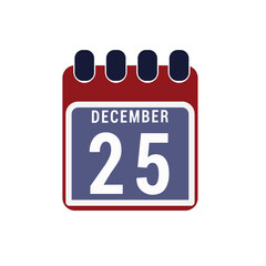 Fototapeta premium Calendar displaying day 25 (twenty-fifth) of the December - Day 25 of the month. illustration