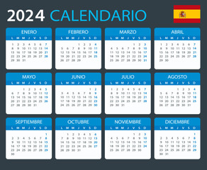 2024 Calendar - vector template graphic illustration - Spanish Version