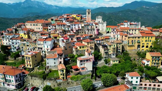 View of Perinaldo in the Province of Imperia, Liguria, Italy