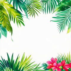 Fototapeta na wymiar tropical frame with palm leaves
