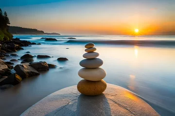 Selbstklebende Fototapete Steine​ im Sand zen stones on the beach
