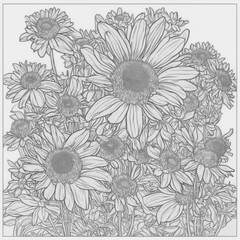 Line art style flower coloring page